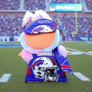 Buffalo Football Theme Outfit For 17cm Plush Toy with Visor and Bag